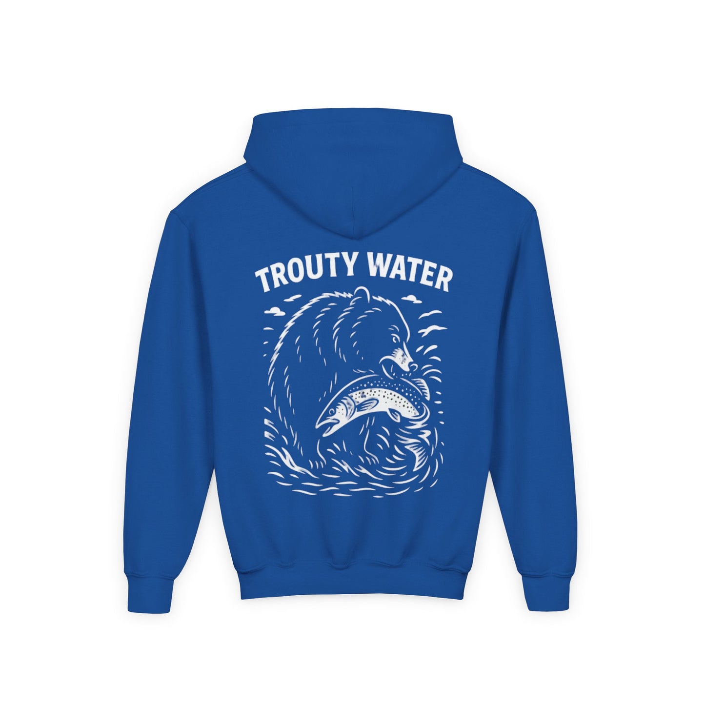 Youth Heavy Blend Hoodie - Trouty Water Bear Fishing Design