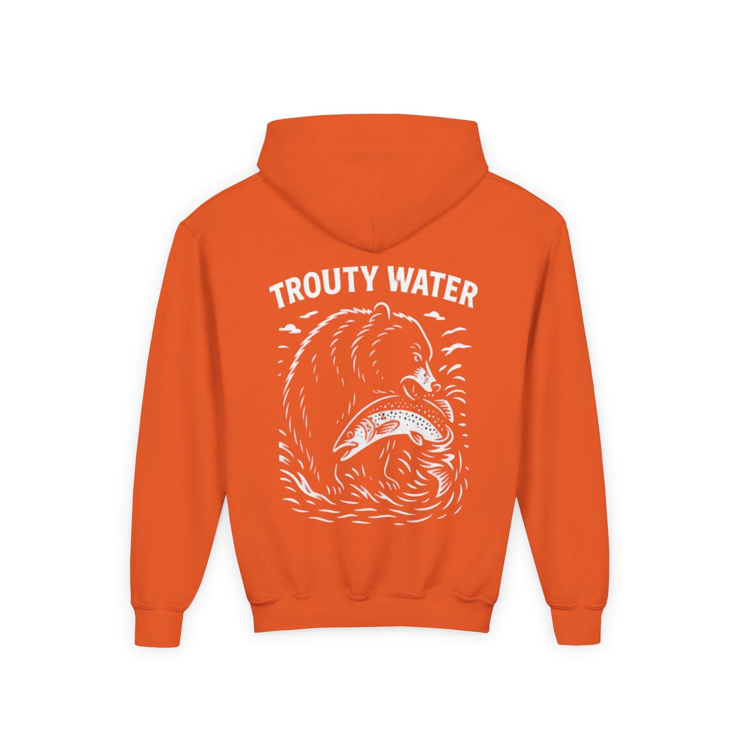 Youth Heavy Blend Hoodie - Trouty Water Bear Fishing Design