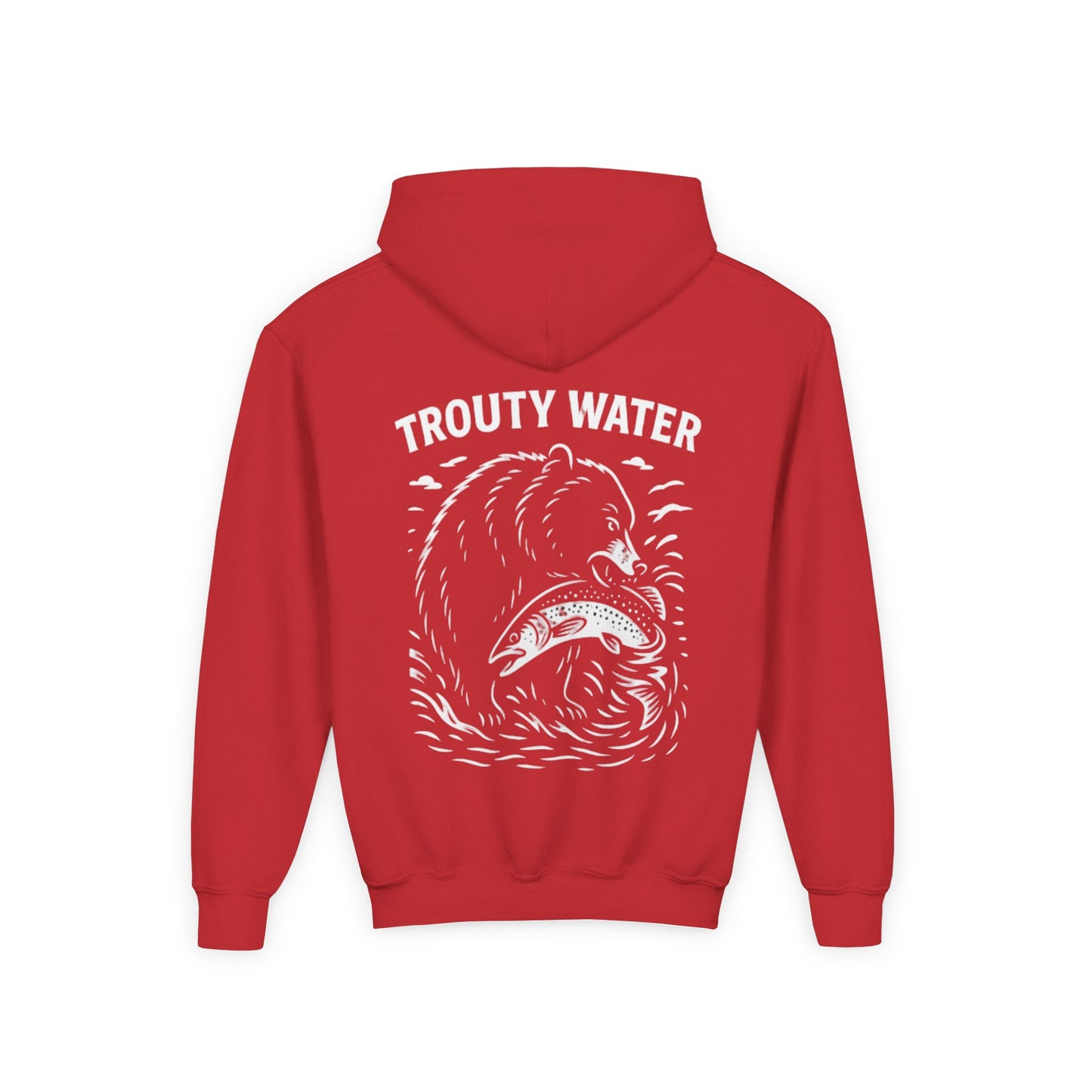 Youth Heavy Blend Hoodie - Trouty Water Bear Fishing Design