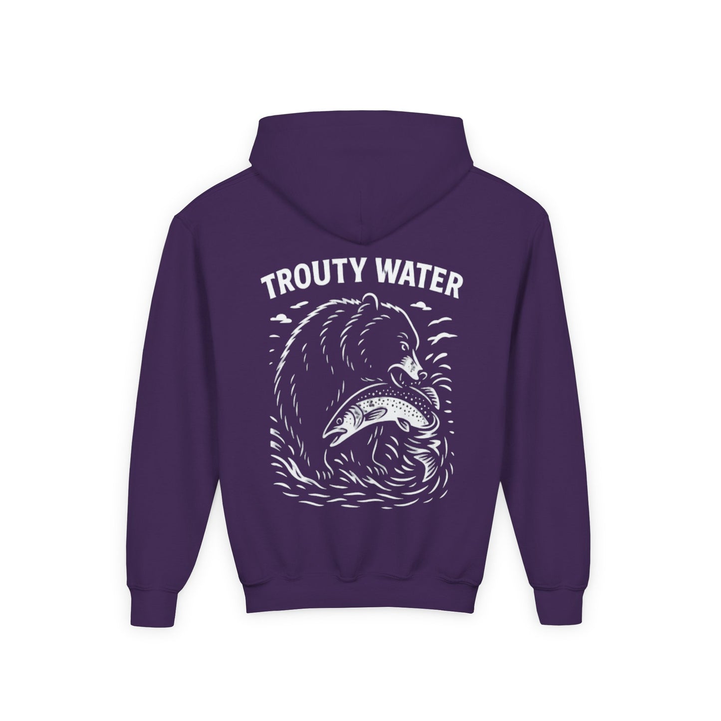 Youth Heavy Blend Hoodie - Trouty Water Bear Fishing Design