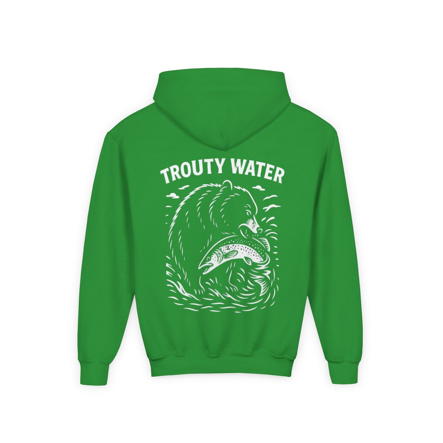 Youth Heavy Blend Hoodie - Trouty Water Bear Fishing Design