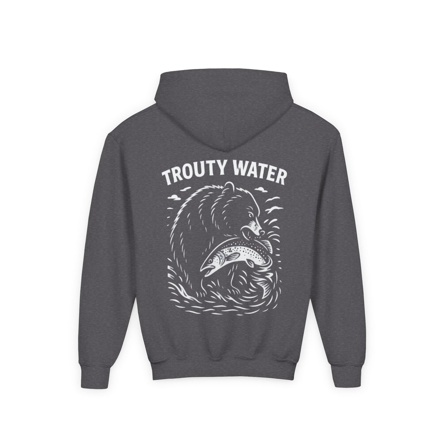 Youth Heavy Blend Hoodie - Trouty Water Bear Fishing Design