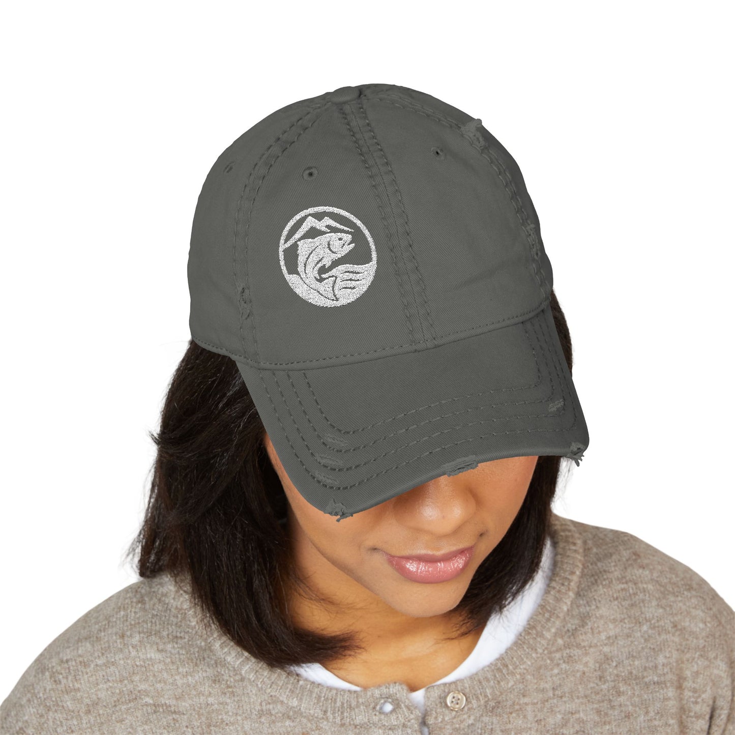 Copy of Trouty Water Distressed Dad Hat - Fishing Lifestyle Cap