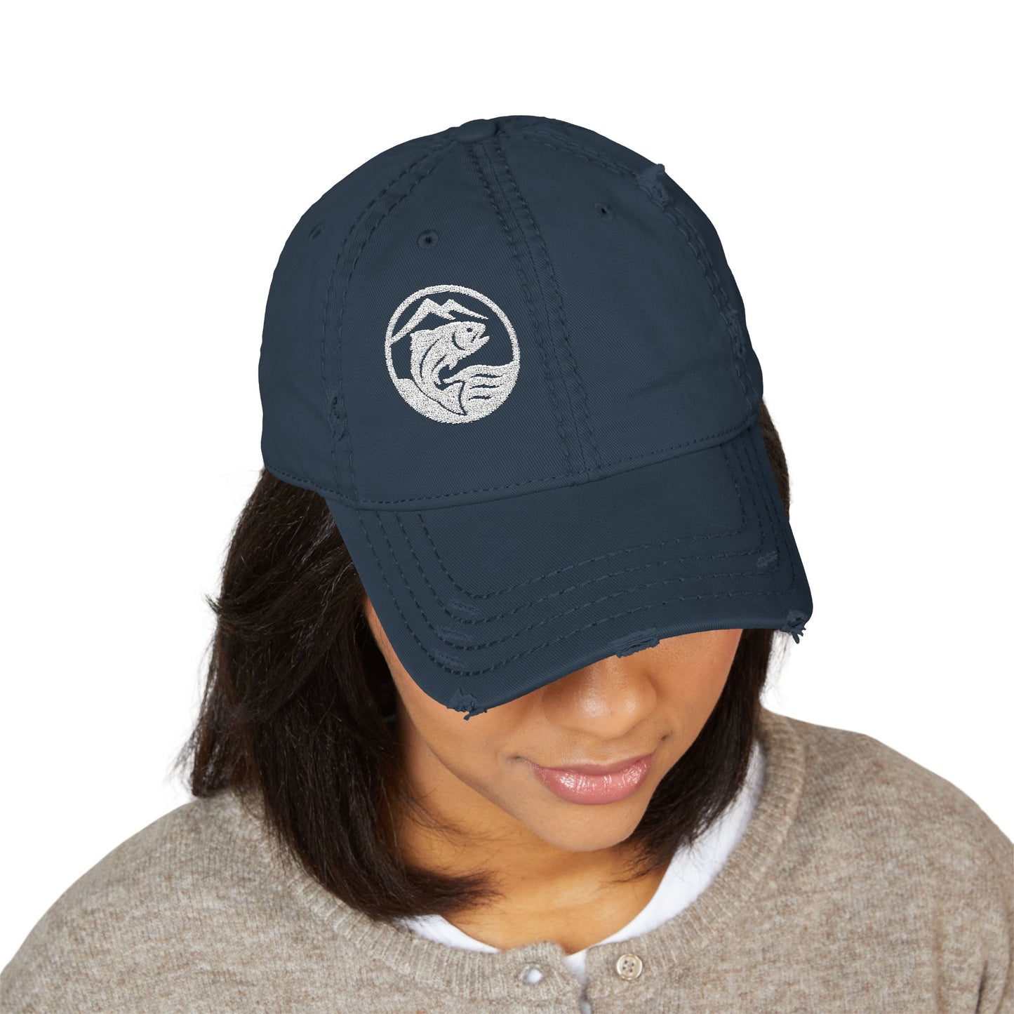 Copy of Trouty Water Distressed Dad Hat - Fishing Lifestyle Cap